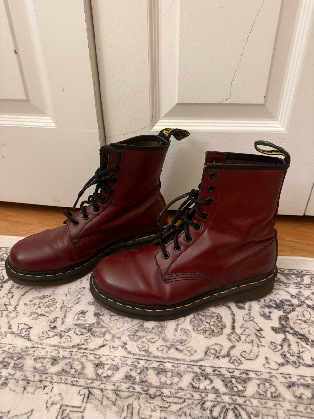 Dr. Martens Red Leather Lace-Up Boots